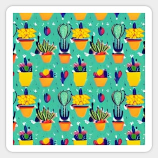 Teal Cacti Abstract Pattern Sticker